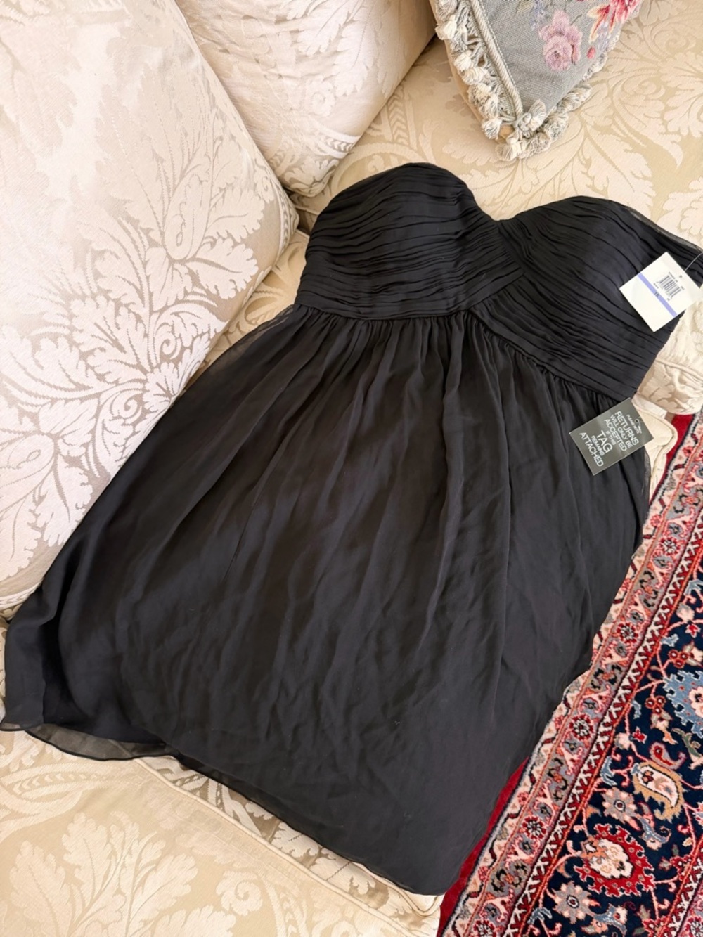 Donna Morgan- Strapless Black Chiffon Cocktail Dress-Size 18 NWT